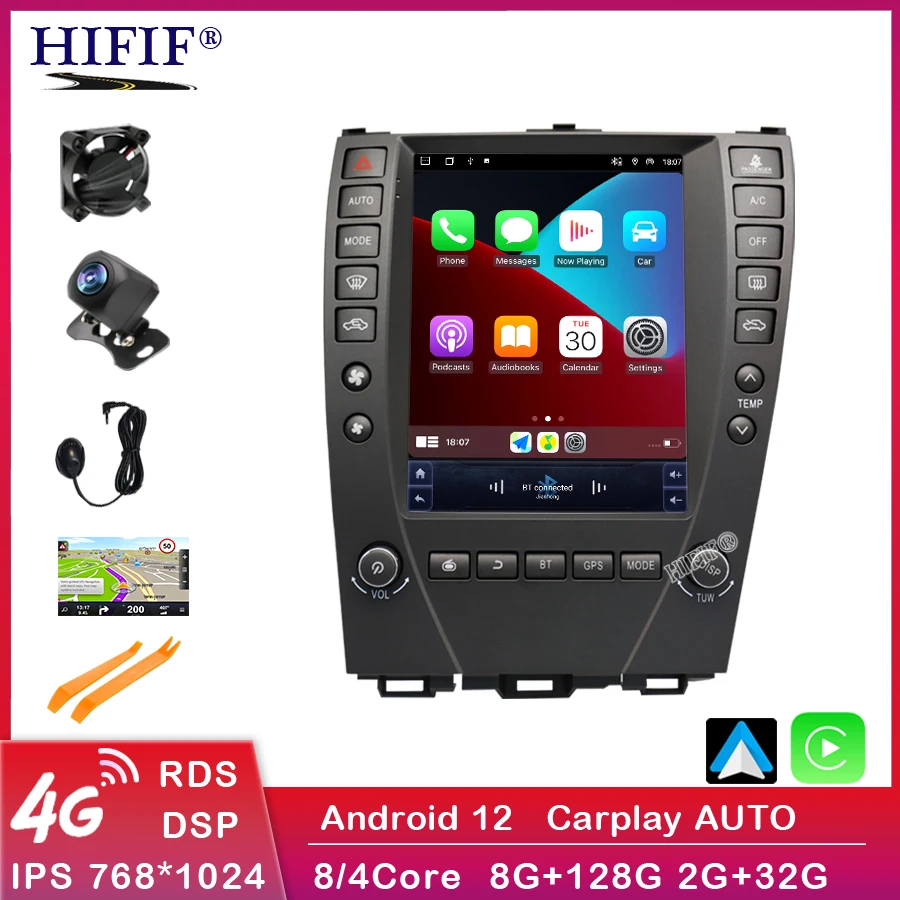 

Android 12 8 + 128G автомобильный радиоприемник, стереоприемник для Lexus ES ES240 ES300 ES330 ES350 2006-2012 GPS-навигация 4G Lte BT