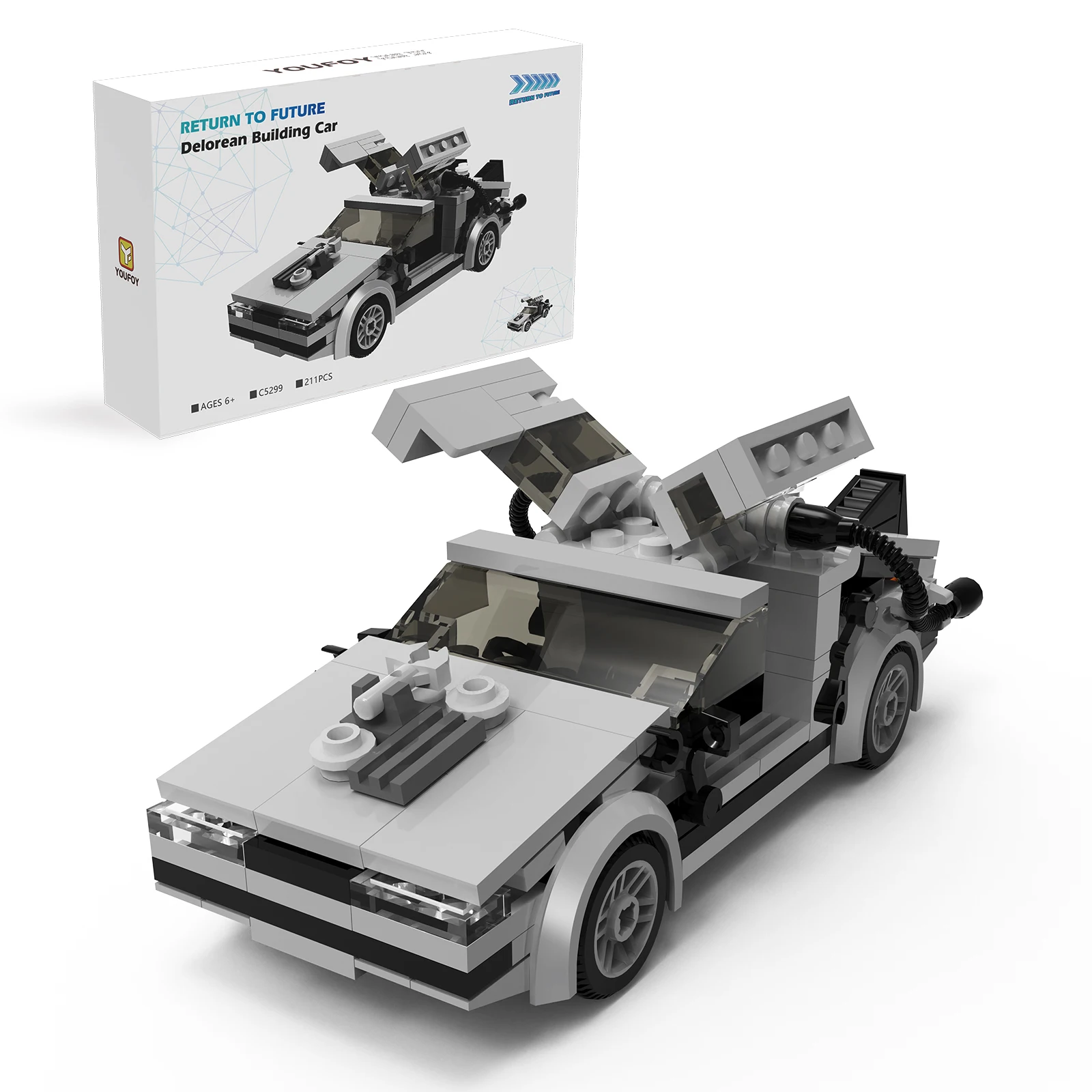 

Конструктор MOC Minifig Delorean из серии «Назад в будущее», 214 деталей