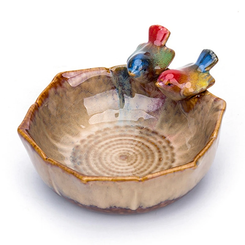 

Home Furnishings Ceramic Bird Basin Creative Fruit Plate Bird Feeder Can Be Used As Platter Living Room Decoration