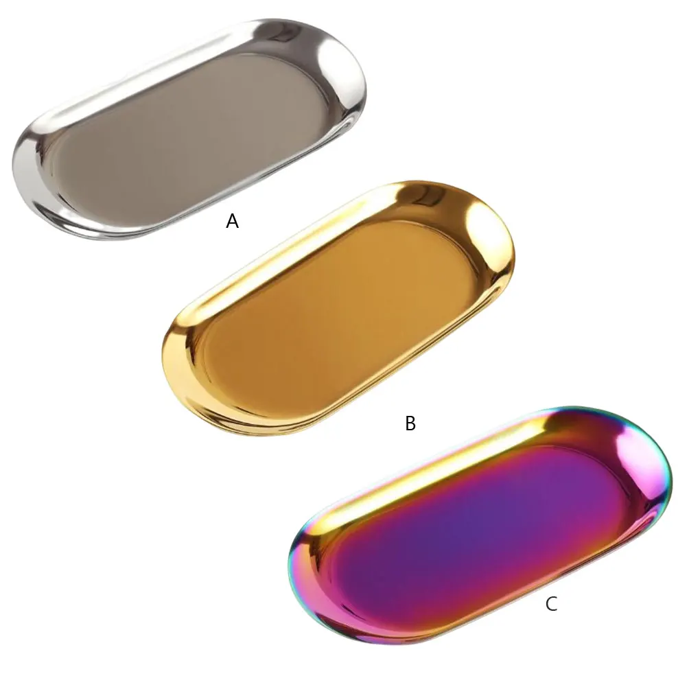 Поднос овальной формы в скандинавском стиле золотые тарелки настольное блюдо