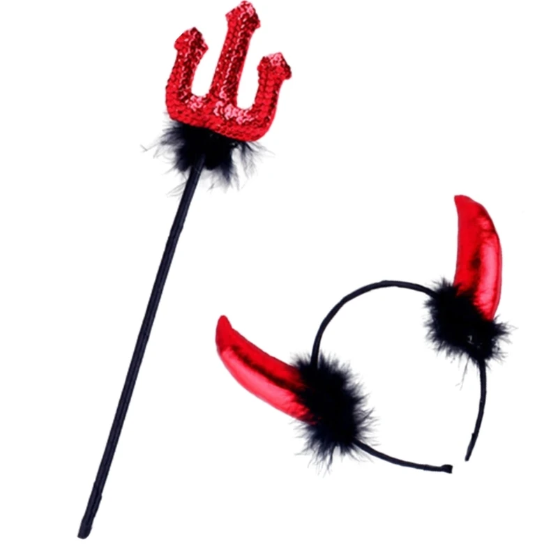 

Glittering Devil Horn Headband Adult Party Dress Up Fork Costume Accessories Dropship