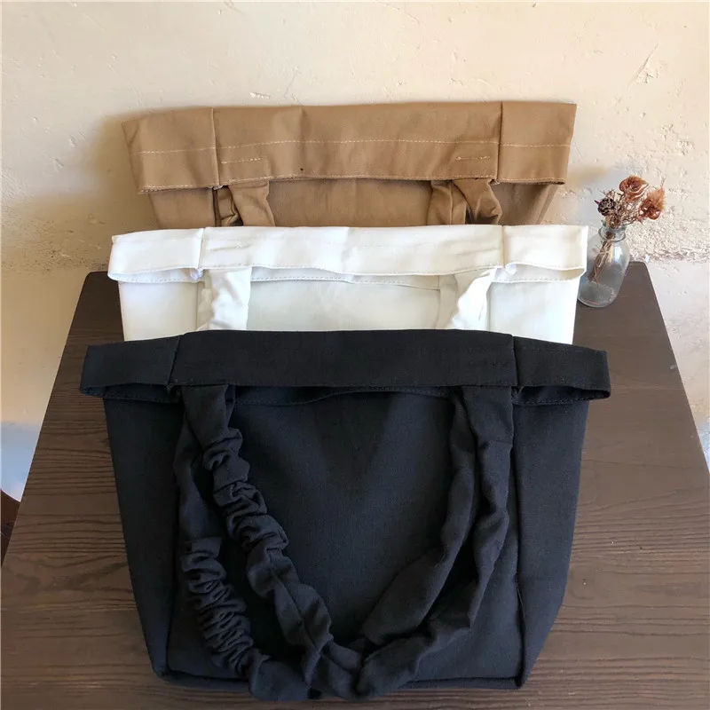 Наплечная Сумка женская холщовая однотонная большая для путешествий покупок