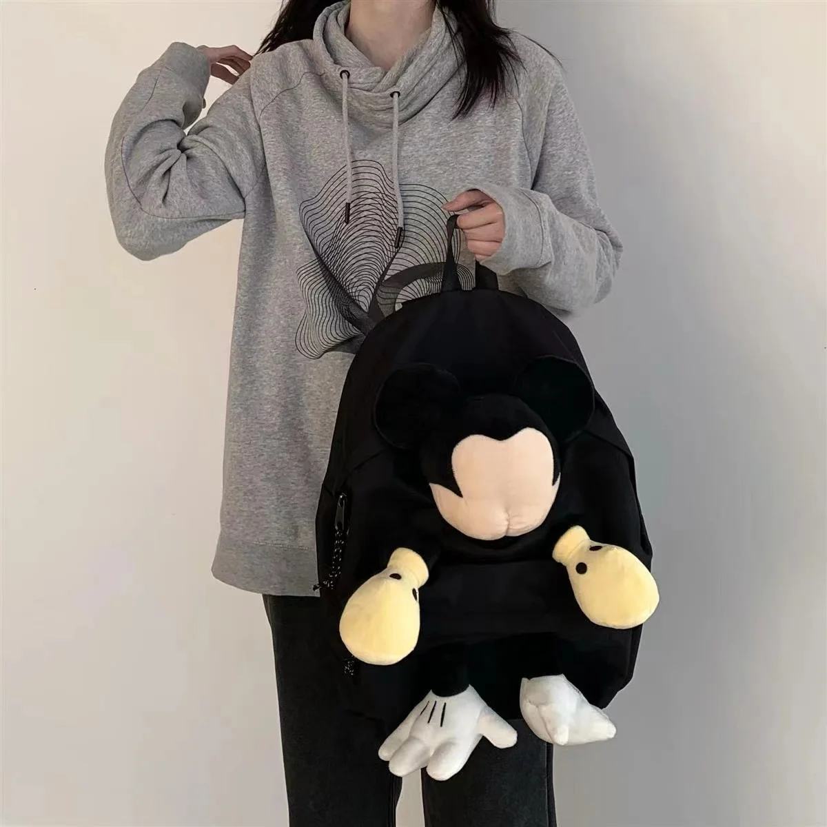 

2022 New Disney No Face Mickey Female Trend Cartoon Travel Bag Student Personality Casual School Bag Halloween Horror Gift