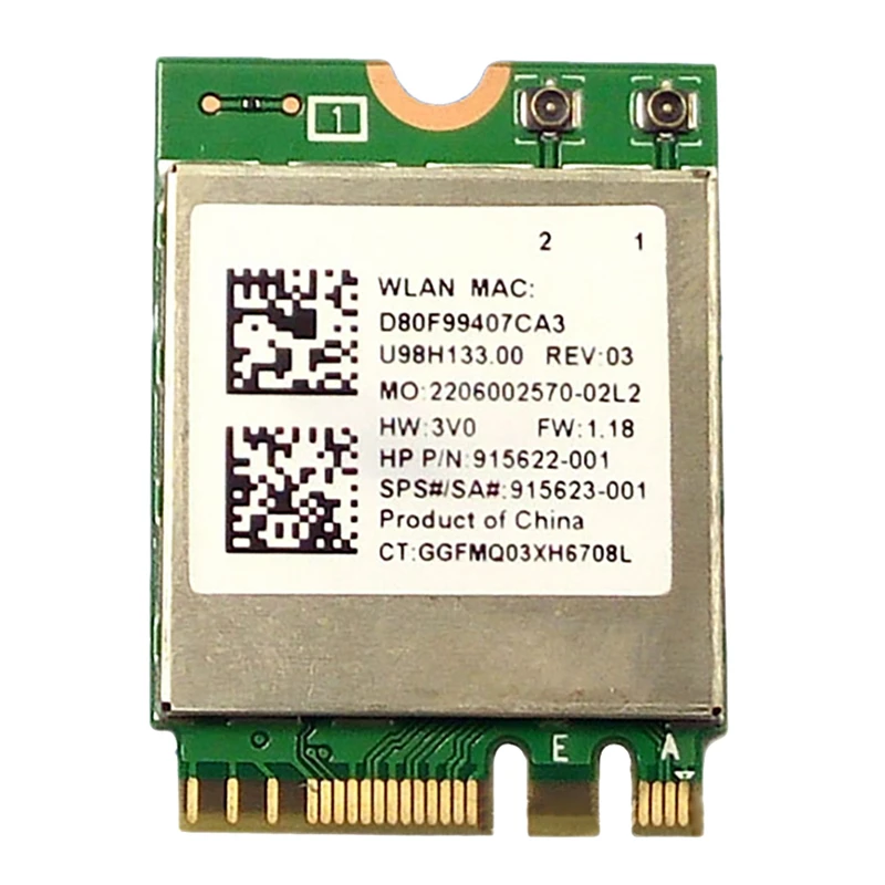 

RTL8822BE Wireless Network Card 2.4/5G Dual-Band AC BT4.2 433M M.2 NGFF Interface Wireless Network Card 915623-001