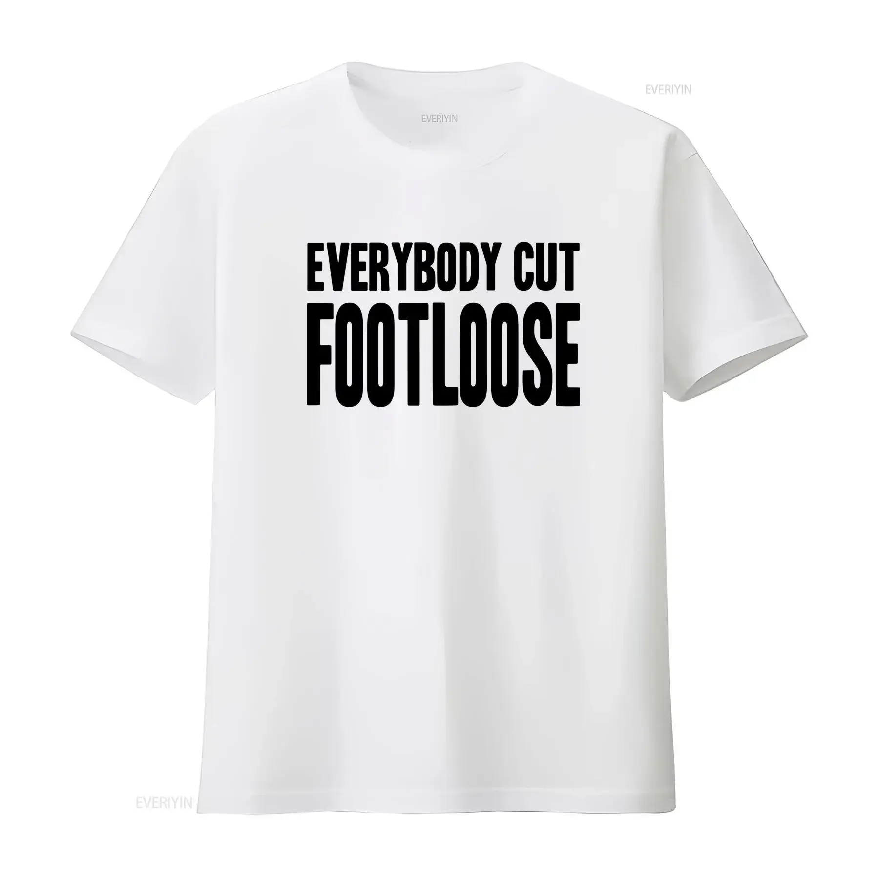 Фото Персонализированная футболка Everybody Cut Footloose для вечеринок в стиле 80-х, девичников и винтажных костюмов, стильная, повседневная, с эффектом потертости. №1