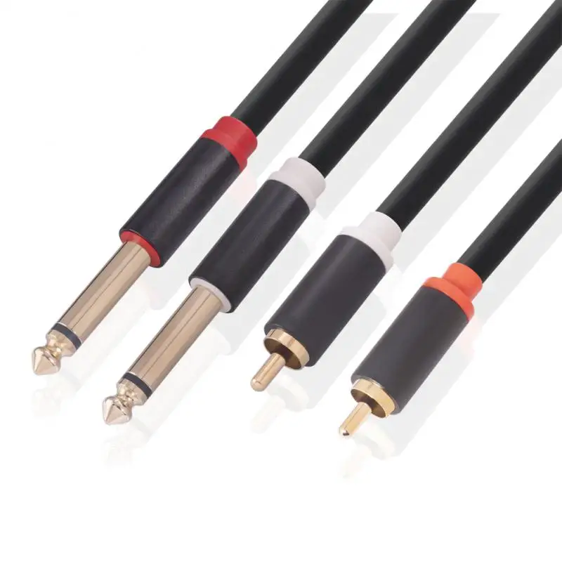 

Black Audio Cable Used For CD DVD Digital Players Mixer Power Amplifier Dual RCA Male To Dual 6.35 Male Mixer Audio Cable