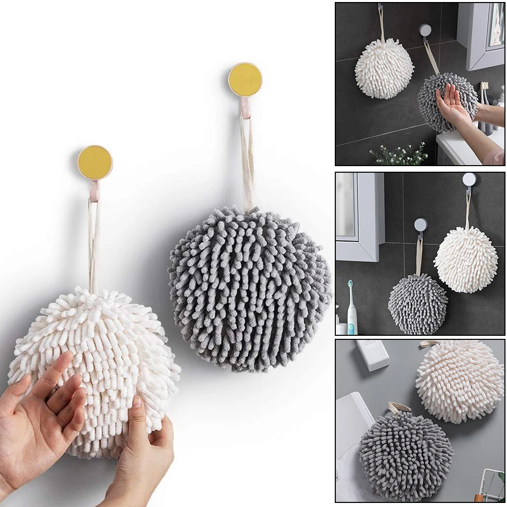 

Fuzzy Ball Towel Hand Towels Sets Kitchen Bathroom Hand Towel Ball With Hanging Loops Quick Dry Soft Absorbent Microfiber Towel
