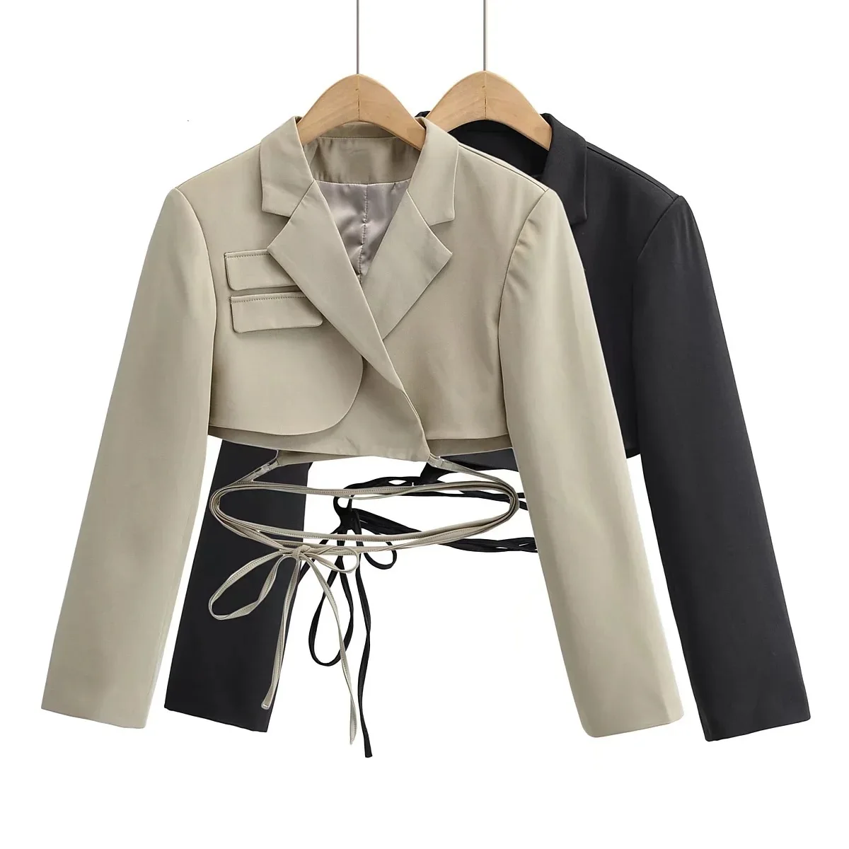 

2022 spring summer sweet girl fashion chic suit lapel leisure suits korean style short strap suit stylish loose cord blazer q214