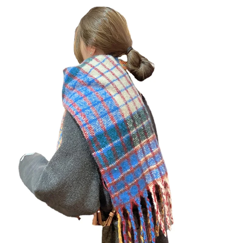 

YY Winter Korean Style Retro High-Grade Girls' Shawl Thickened Warm Scarf Fashion