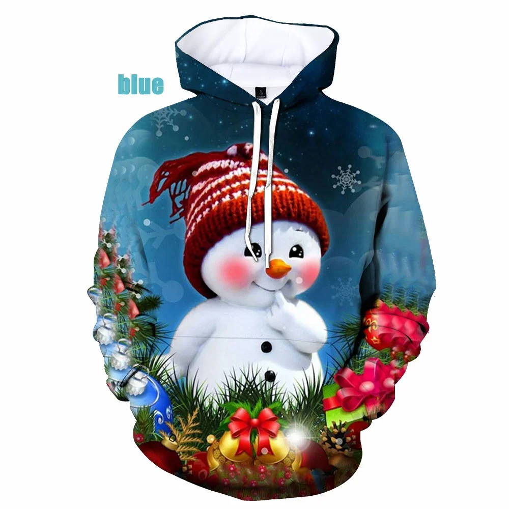 Newest Christmas 3d Printed Hoodie Christmas Snowman Animal Printed Unisex Casual Pullover