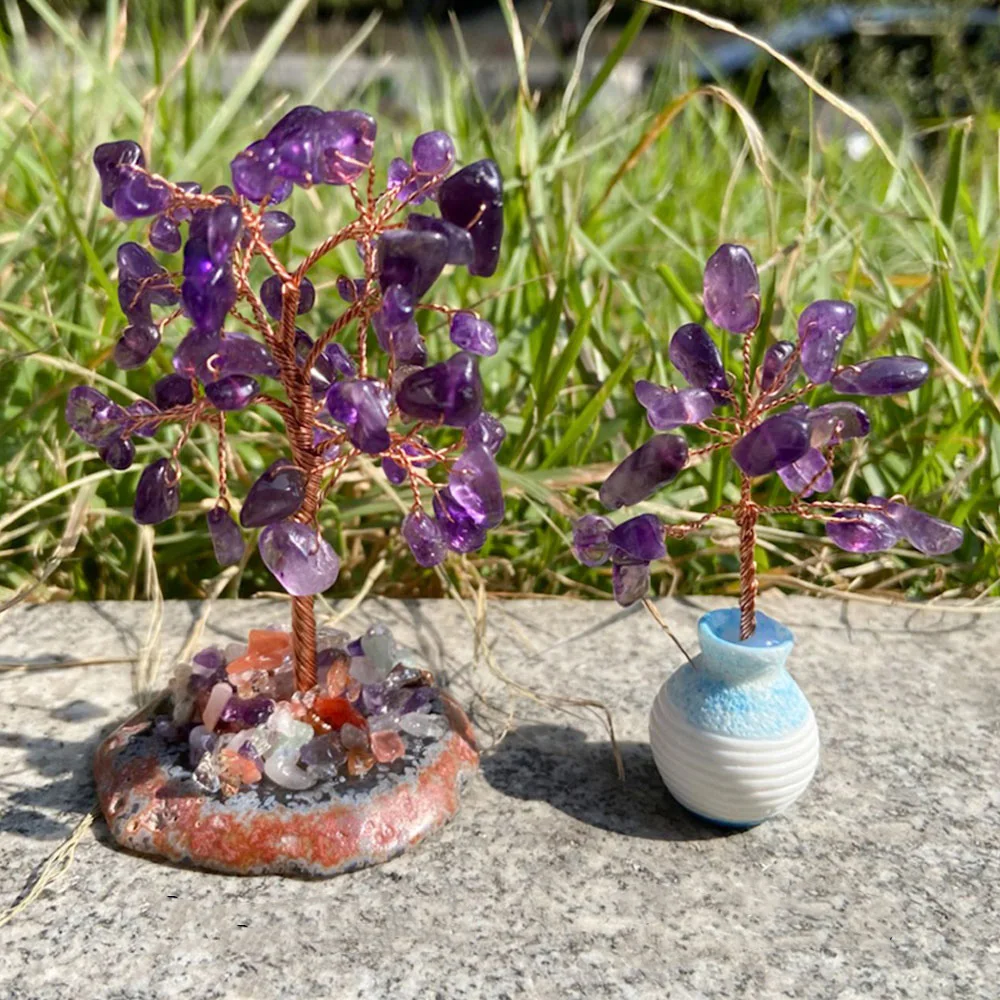 Декор для дома кристаллы подставка-маятник статуэтка денежного дерева медная