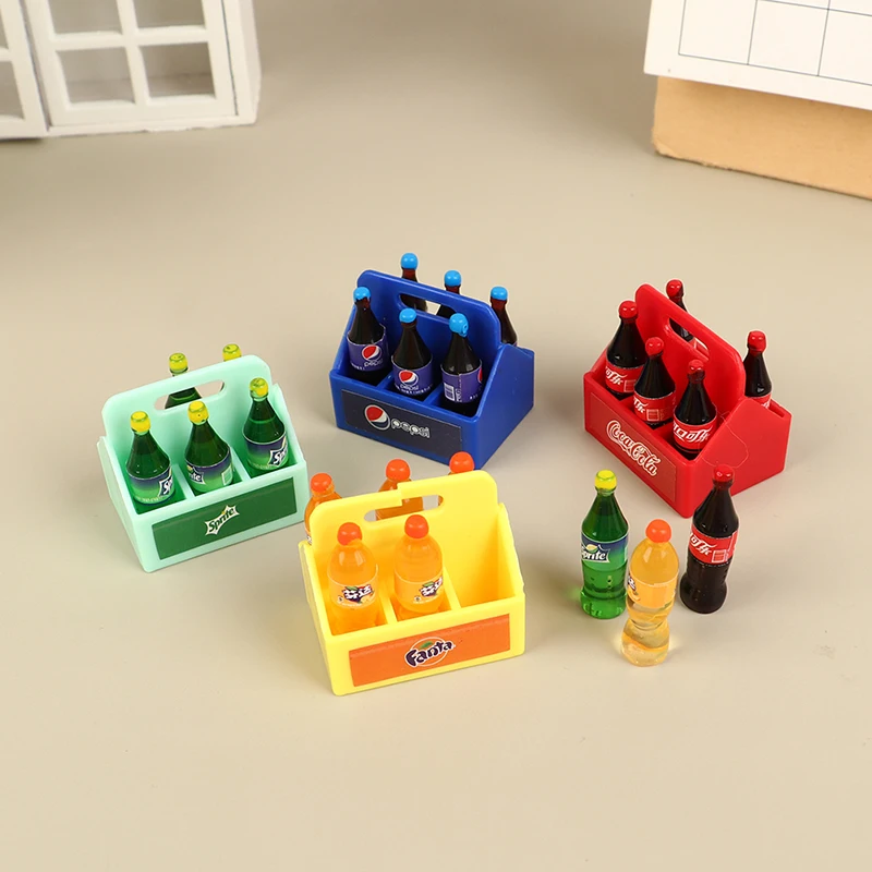 

Миниатюрная еда для кукольного домика, миниатюрные бутылки для газировки напитков с ведром, модульные кухонные аксессуары для кукольного д...