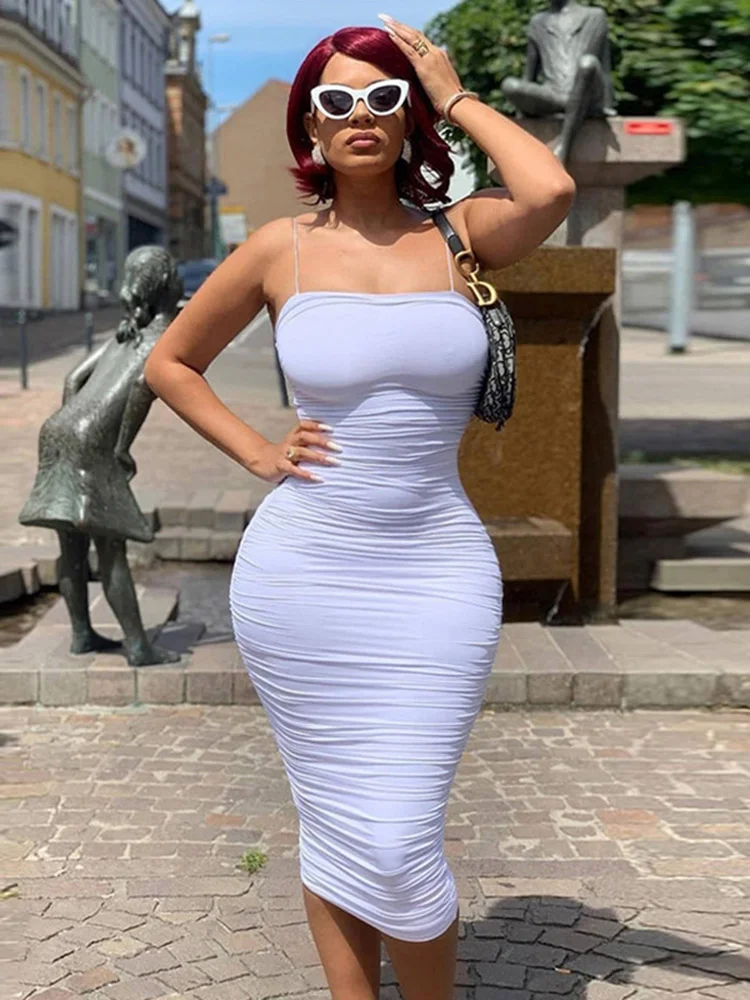 

Women's Pleated Dress Elegant Party Evening Long Dresses for Women Summer Sexy Low Cut Backless Femme Vestido Fashion Solid Robe