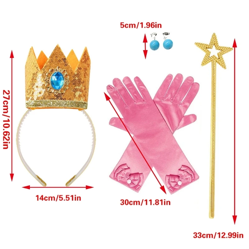 Аксессуары в виде короны принцессы для женщин и девочек повязки волос перчатки