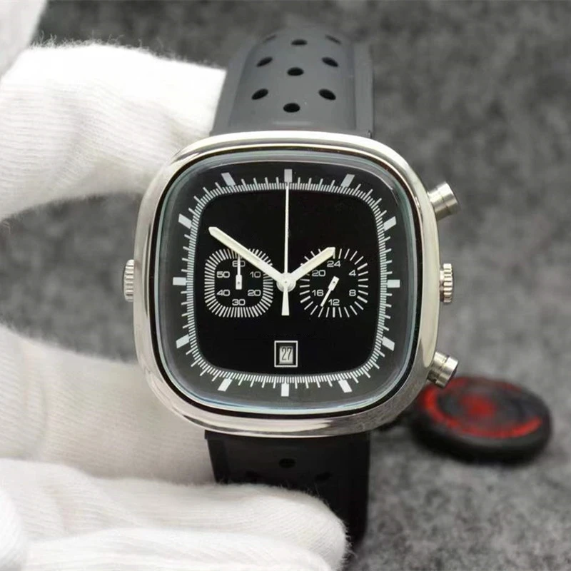 

Top Luxury Brand Japan Movement Chronograph Calendar Monaco Silverstone Watch for Men Relogio Masculino Rubber Quartz Watch