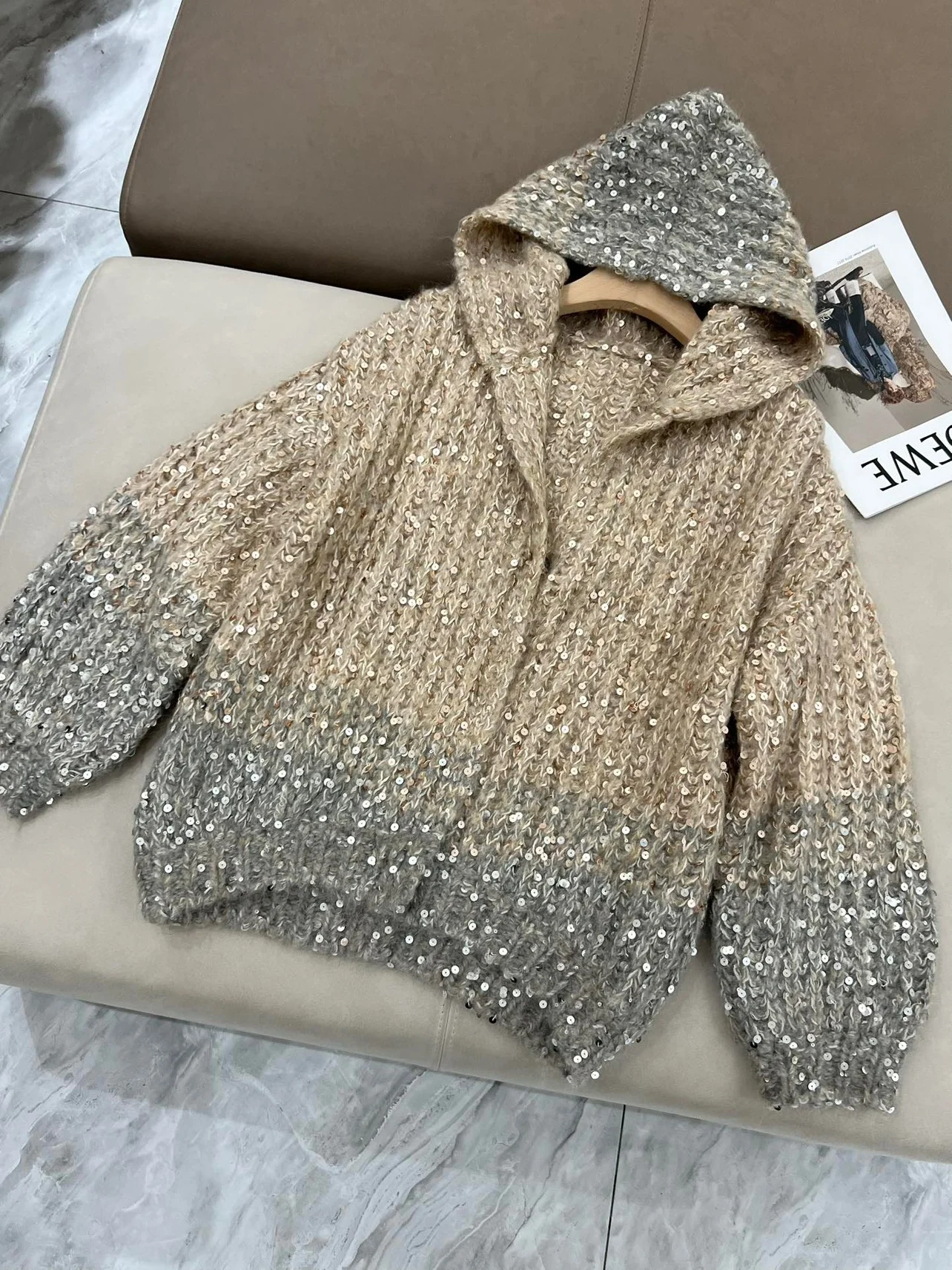 Женский свободный кардиган с капюшоном осенне-зимний Кардиган B * C