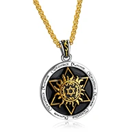 fashionable titanium steel sant angel pendant is a hot seller of vintage six star round tag mens necklaces