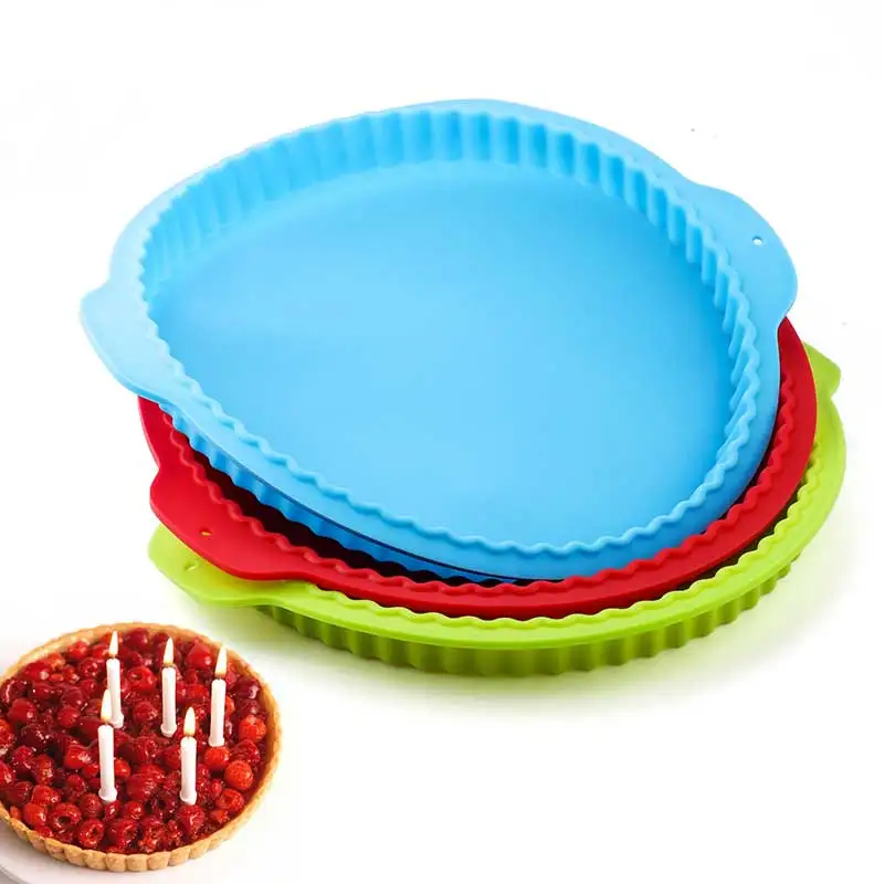 

Cake Pan Silicone Baking Pans Pizza Round Wave Edge Handmade Cookie Bread Loaf Pizza Pie Toast Tray Thin Cake Mold Kitchen Tools