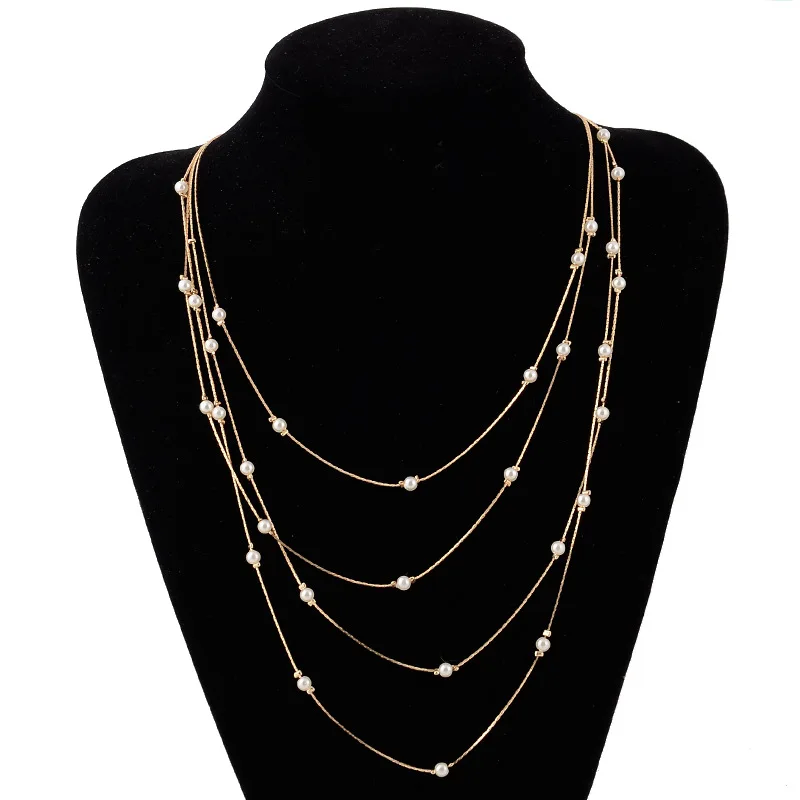 

Fashion Lady Versatile Metal Chain Pearl Temperament Necklace
