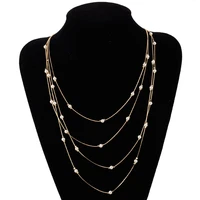 fashion lady versatile metal chain pearl temperament necklace