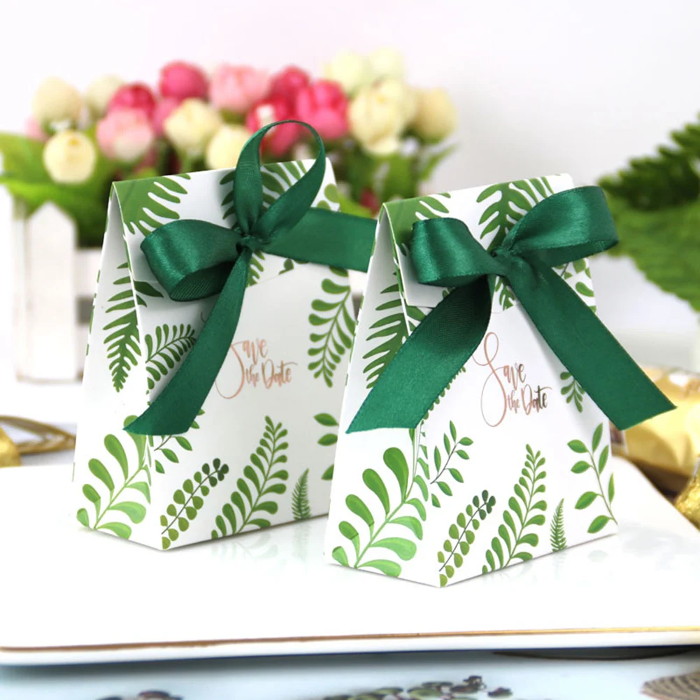 

50 Pack Small Gift Bags Mini Paper Gift Bags With Bow Ribbon Creative Portable Paper Package Bags for Wedding Party Dropship