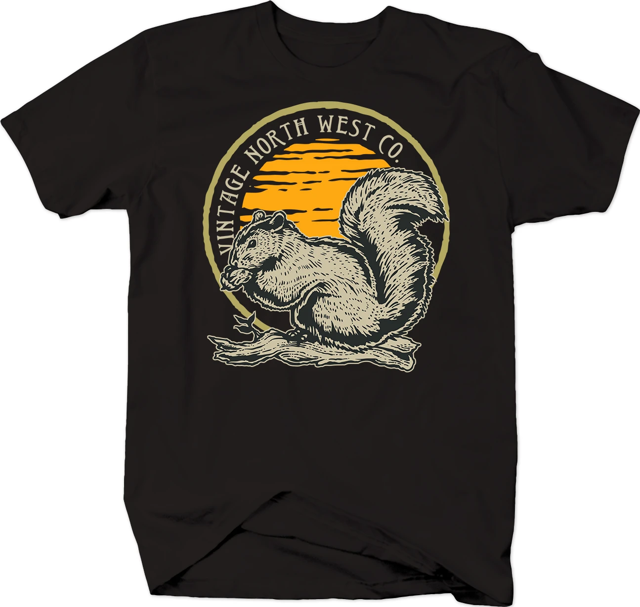 

Vintage North West Squirrel Eating Nut Outdoors T-Shirt. Premium Cotton Short Sleeve O-Neck Mens T Shirt New S-3XL