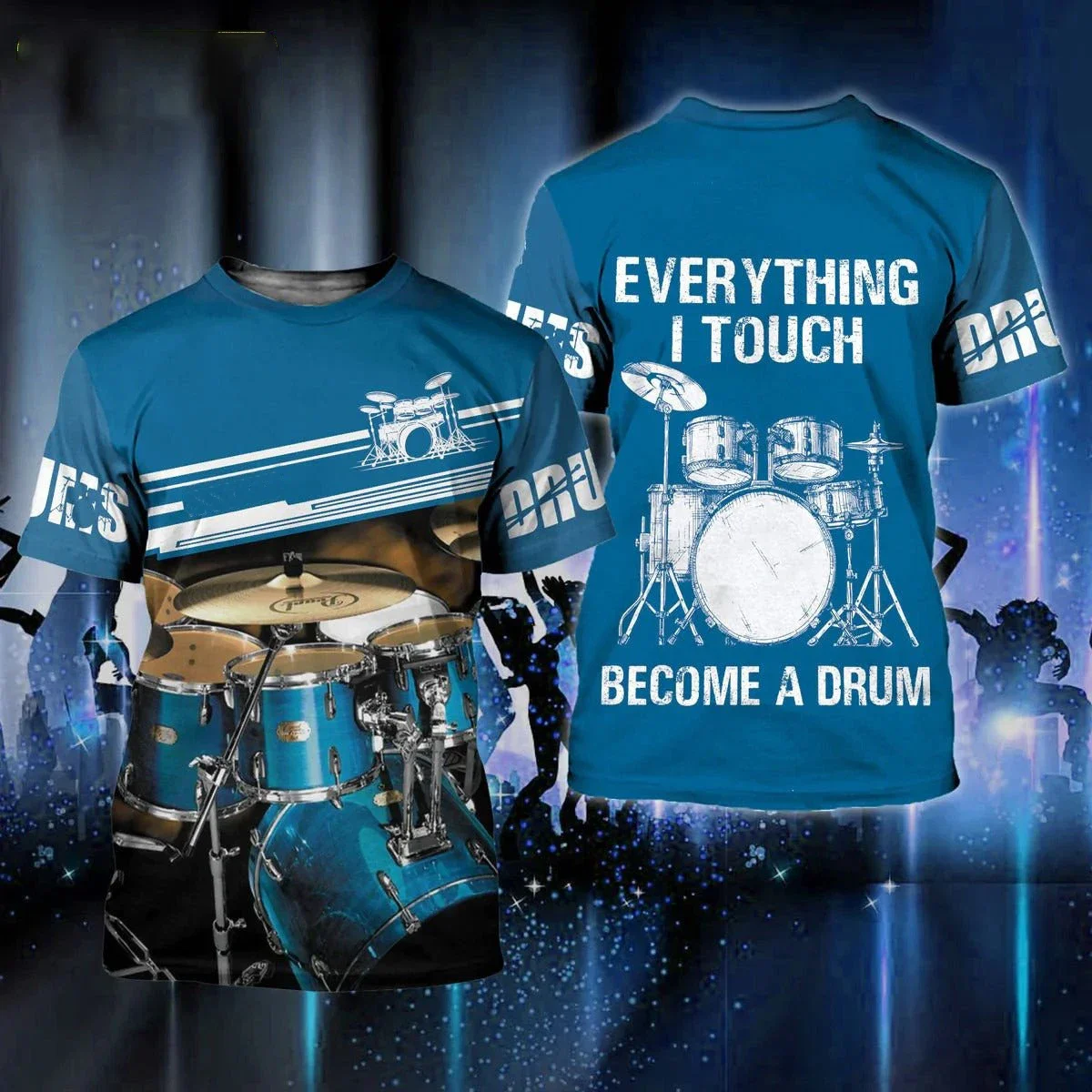 Мужская футболка с объемным принтом барабана Классическая в стиле хип-хоп