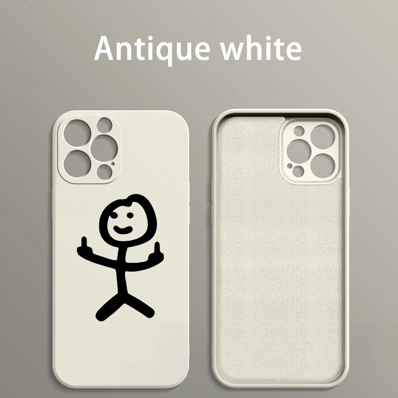 

Original Liquid Silicone Antique White Phone Case for iPhone 14 13 12 11 Pro Max X XR XS Max 7 8 Plus Matchman Shockproof Shell