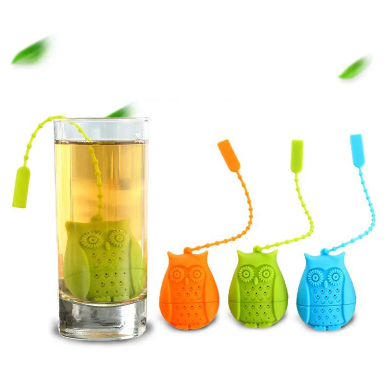 

1Pcs Pure Color Multipurpose Tea Filter Silicone Heat Resistance Cartoon Owl Shape Kitchen Accessories For Household