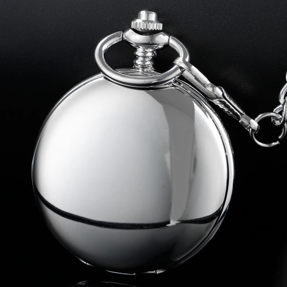 Silver Smooth Texture Luxury Steampunk Mechanical Pocket Watch Retro Gentleman Analog Signal Clock Lady Jewelry Gift
