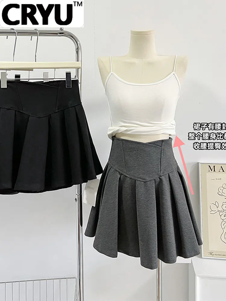 

2023 Spring Women Solid Color Short Skirt A-line High Waist Ruffle Edge Design Preppy Style Skirts Female Y2K Irregular Vintage