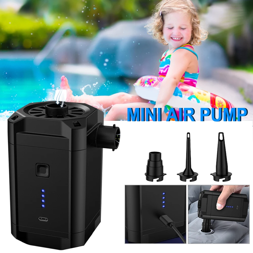 

Portable Air Pump Cordless Electric Inflatable Pump Rechargeable Air Compressor Pump For Air Mattress Air Bed Camping Outdoor