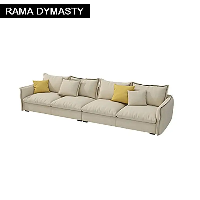 

Modern style small apartment latex sofa simple living room light luxury washed cotton and linen sofa combination