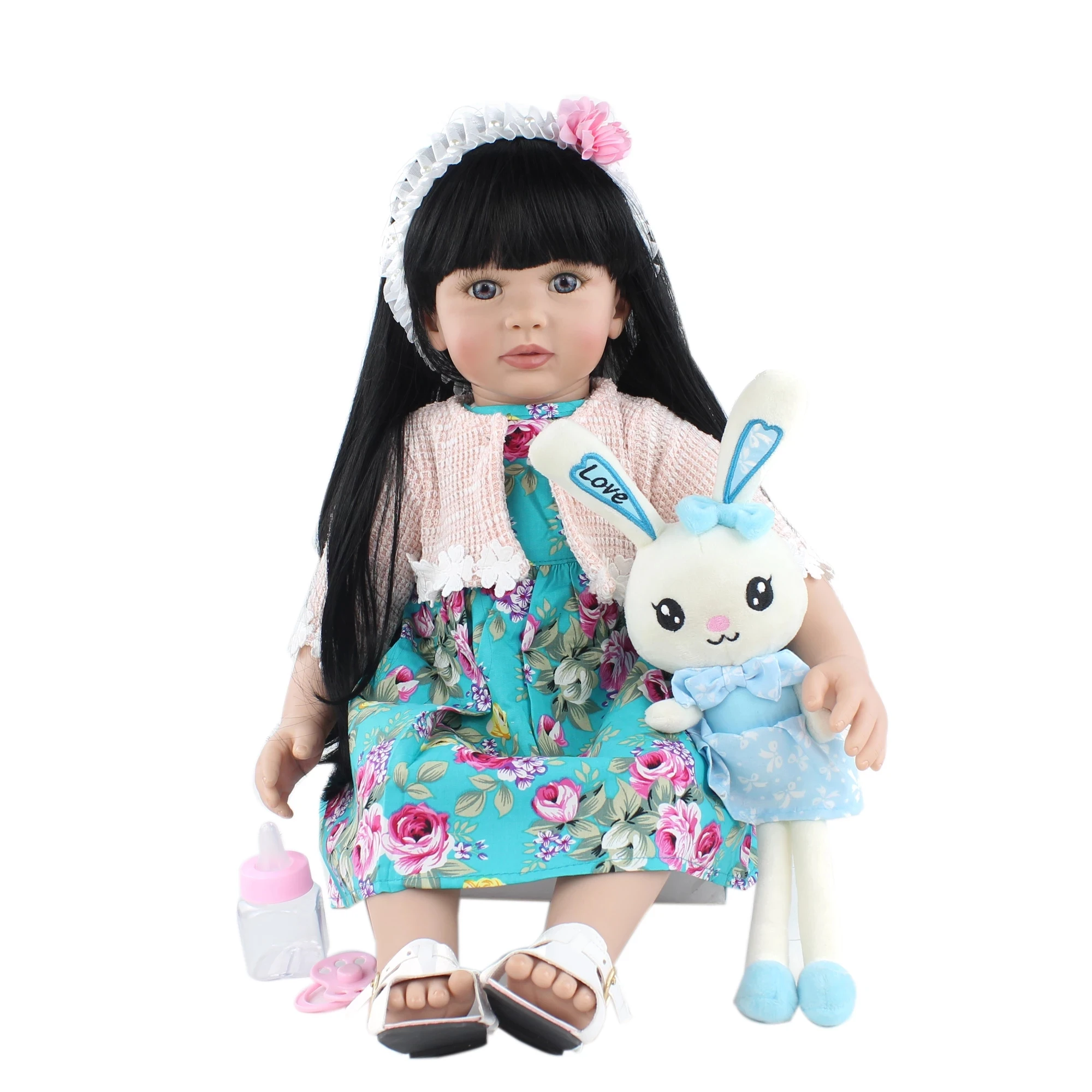 

60cm Soft Silicone Reborn Toddler Doll For Girl Cloth Body Princess Baby Lovely Girl Birthday Gift Play House Toy