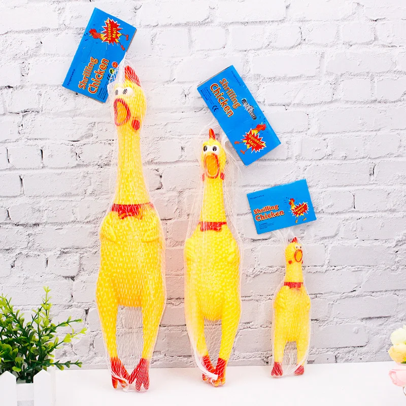 

Screaming Chicken Squeeze Sound Toy for Dogs Super Durable & Funny Squeaky Yellow Rubber Chicken Dog Chew Toy Stress Toys