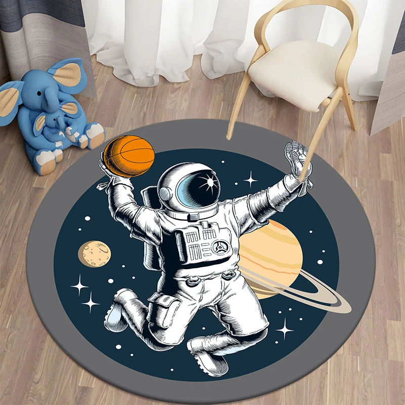 Astronaut Round Carpet for Living Room Rugs Bath Mat Area Rug Doormat Bedroom Children Carpet alfombra Non-slip Floor Mat