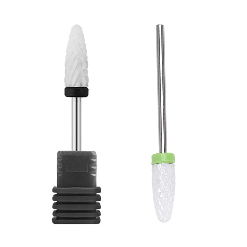

2 Pcs Nail Cone Tip Ceramic Drill Bits Electric Cuticle Clean Rotary For Manicure Pedicure Grinding Head Sander Tool , Green & B