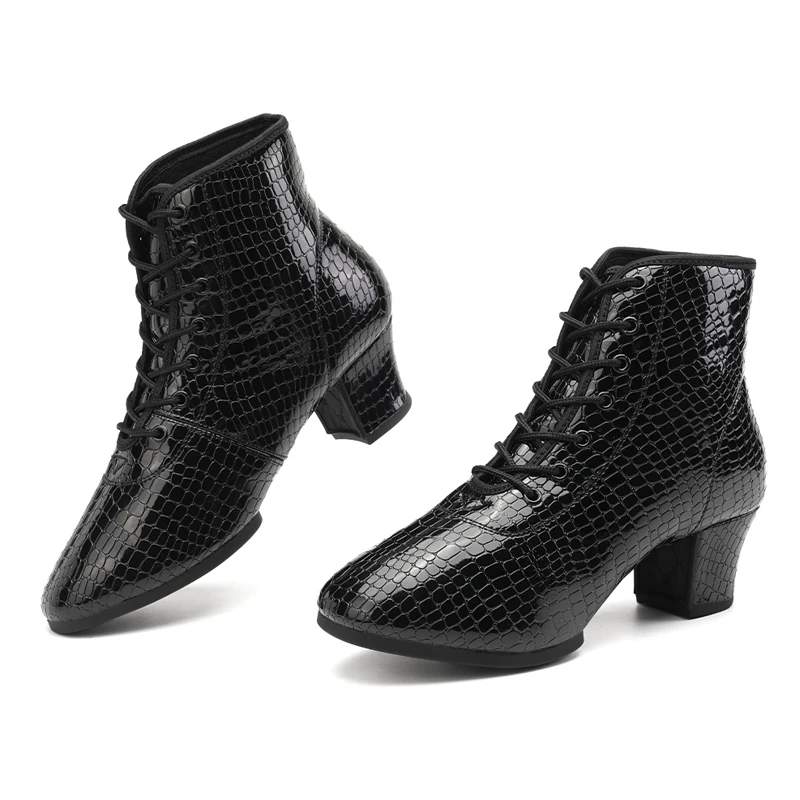 HROYL Dancing Shoes for Women  Latin Ballroom Dance Shoes High Top Stone-Pattern  Practice  Salsa Fitness Performance Dance Shoe