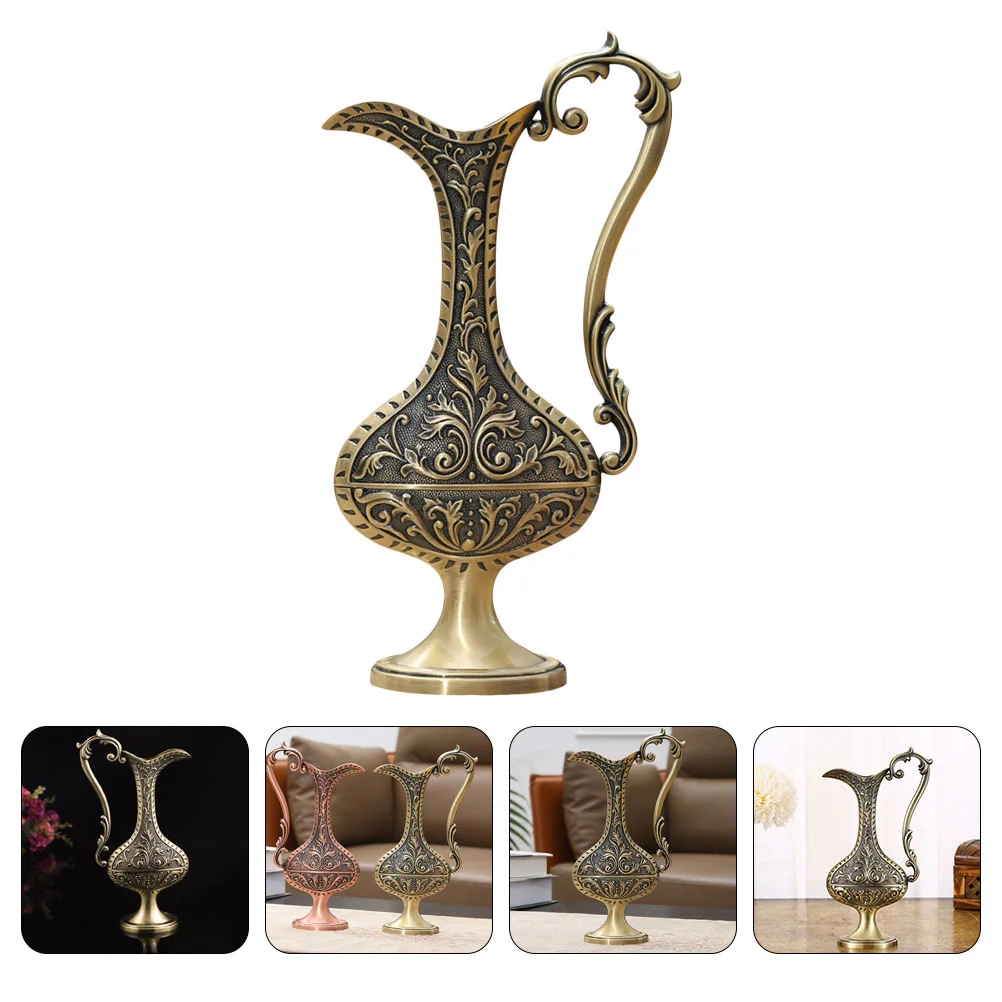 

European Style Retro Vase Vintage Decor European Metal Vase Metal Barrel Artificial Flowers Vase Zinc Alloy Arabic Vase Office