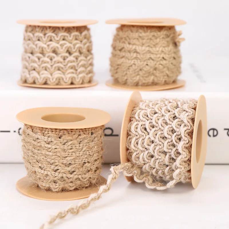 

Hemp Rope Lace Ribbon Crafts Gift Box Decoration Handmade DIY Woven Jewelry Rope Weaving Webbing Strap Sewing Accessories