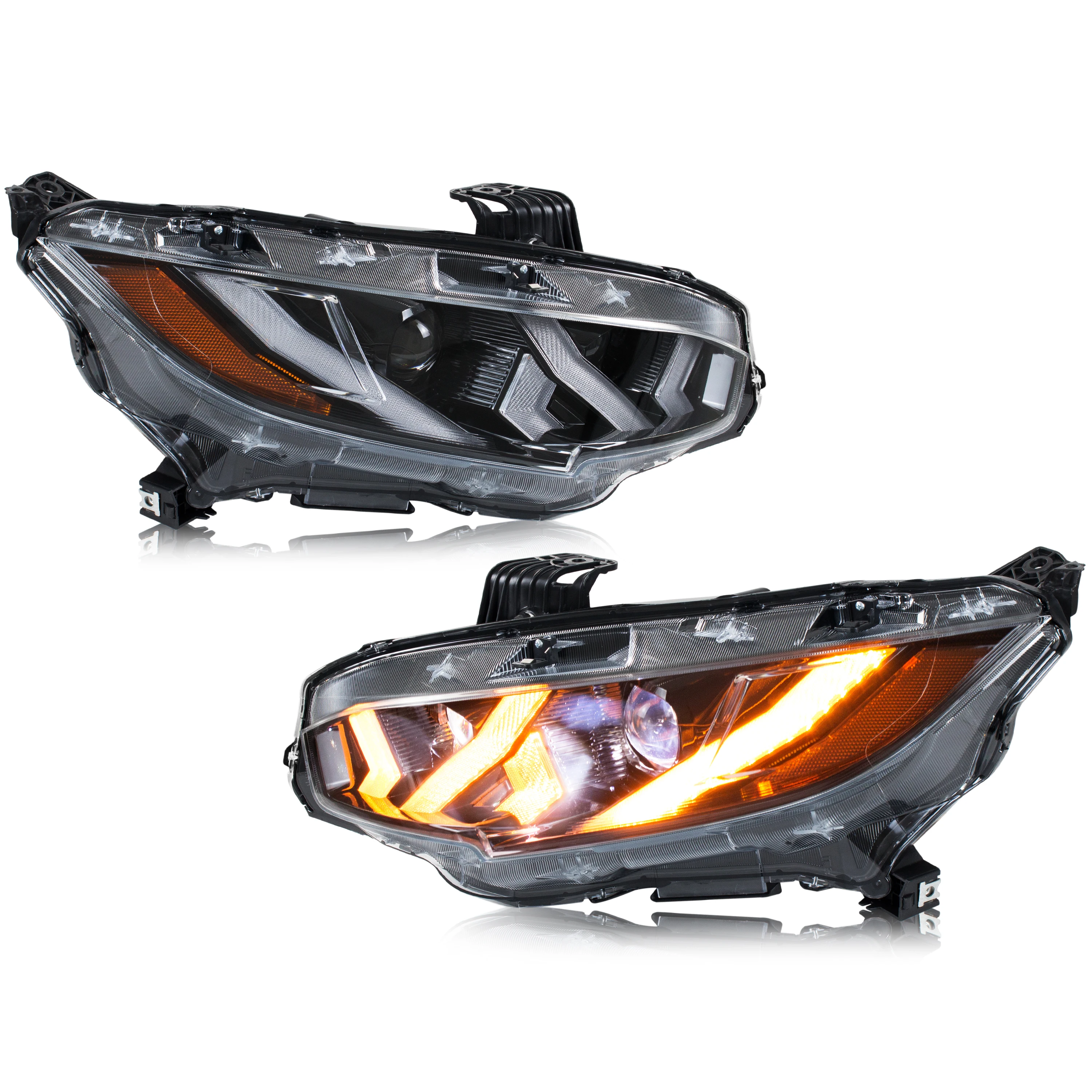 Светодиодные фары для Honda Civic 2016-2021 10-го поколения FK Седан Хэтчбек Type-R Пусковой