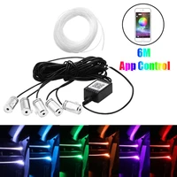 6 in 1 led car foot ambient light backlight app control remote control rgb auto interior decorative atmosphere lights