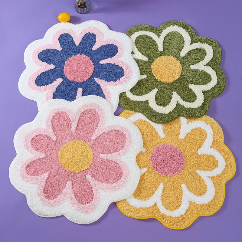 

Flower Rug Super Soft Flocking Plush Floor Mat Living Room Non Slip Carpet Sofa Bedside Rugs Baby Crawling Mat Doormat Rug