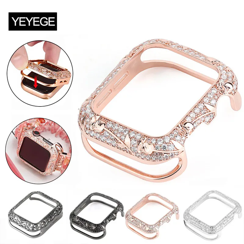 Роскошный бриллиантовый телефон для Apple Watch 42 мм 38 40 44 армированный медный модный