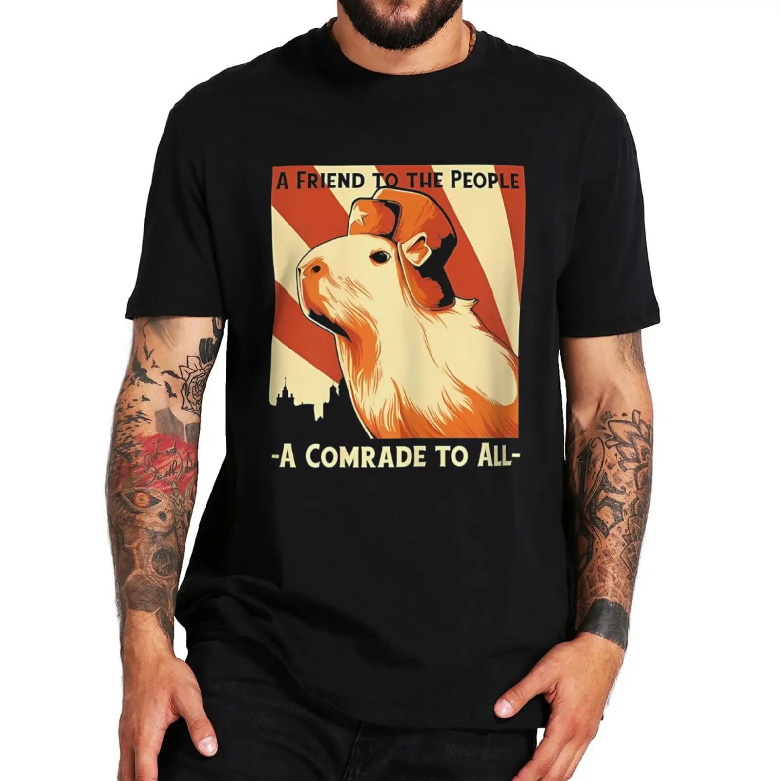 

Retro USSR Capybara T Shirt Cute Animals Meme Capybaras Lovers Short Sleeve 100% Cotton Unisex Soft Casual T-shirts EU Size