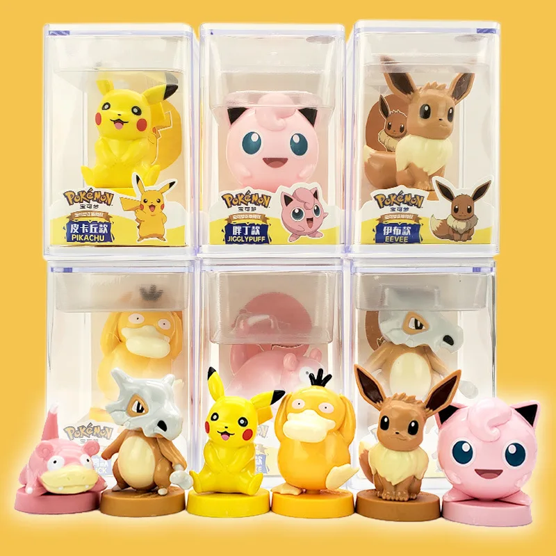 

Pokemon Genuine Toy Stamp Pikachu Squirtle Eevee Bulbasaur Doll Desktop Decoration Doll Anime Figurine PVC Cute Toys Model