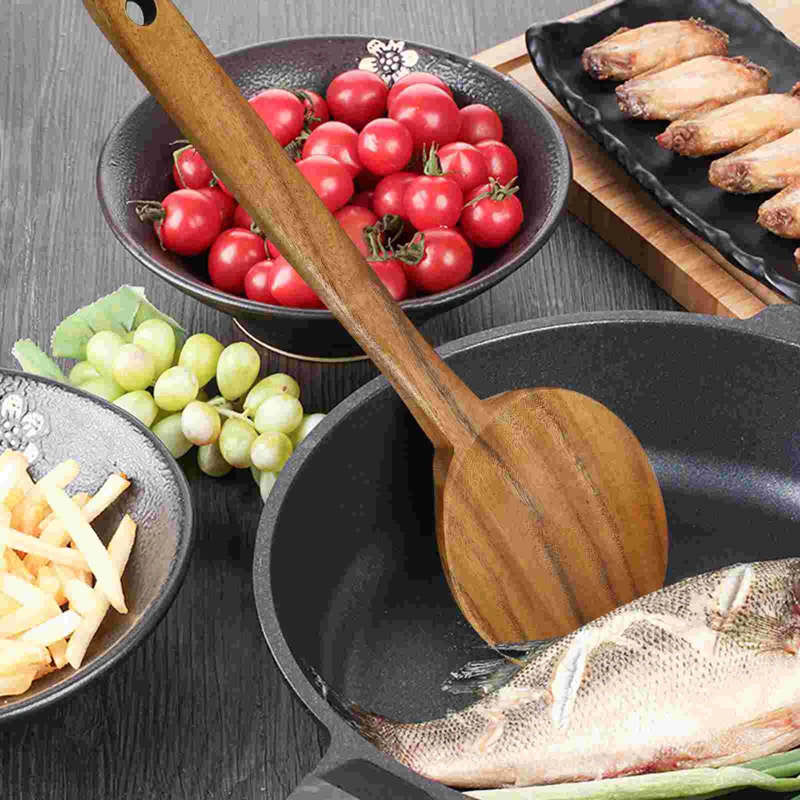 

Wooden Spoon Wood Ladle Turner Cooking Scoop Soup Spatulas Stick Non Noodle Serving Slotted Utensil Kitchen Bamboo
