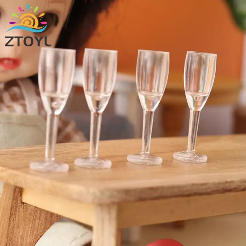 

4 шт., миниатюрный кукольный домик, пластиковая чашка, бокал для кукольного домика, винный бокал для 1/12, кухонная мебель, аксессуары, игрушки для кукольного домика