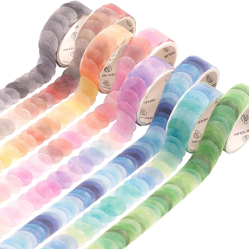 

8 Rolls Candy Color Dot Adhesive Stickers Washi Tapes Junk Journaling Scrapbooking Decorative Stationery Tapes Stickers