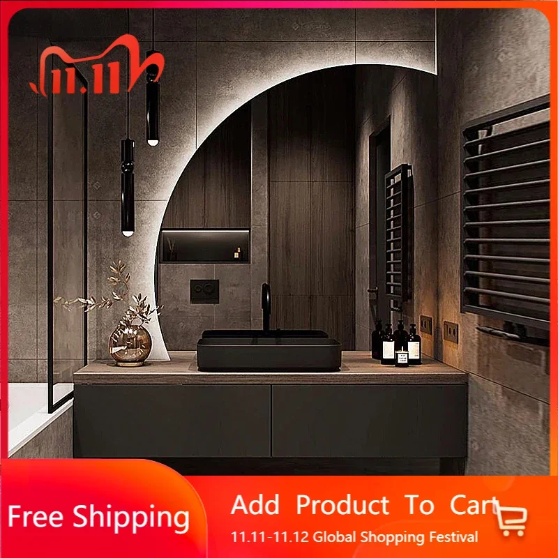 

Makeup Light Tempered Glass Mirror Light Led Bathroom Full Body Jumpsuit Mirror Quality Ornament Espelho Parede Bathroom Decor